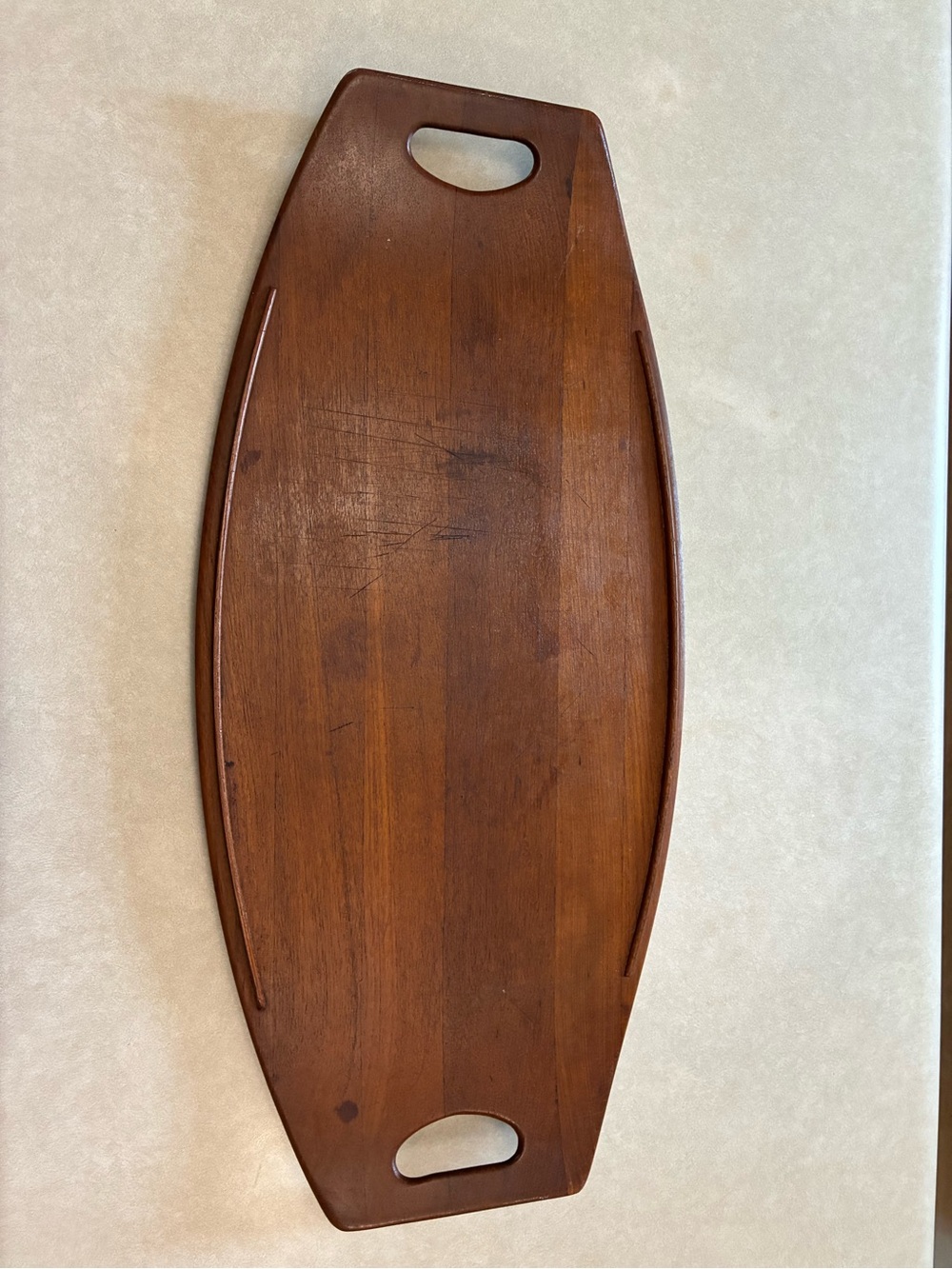 1950 1960 Staved Teak Denmark Mid Century Modern Built-In Handles Wood Brown